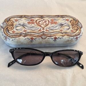 BRIGHTON VTG 90s Sunglasses Hand Made Sparkling Heart CR-39 100% UV Cat Eye Oval